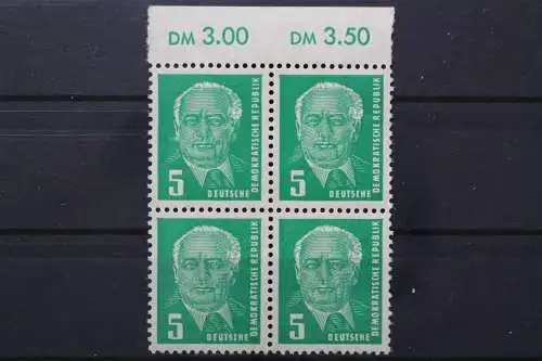 DDR, MiNr. 322, Viererblock, Oberrand, postfrisch - 653864