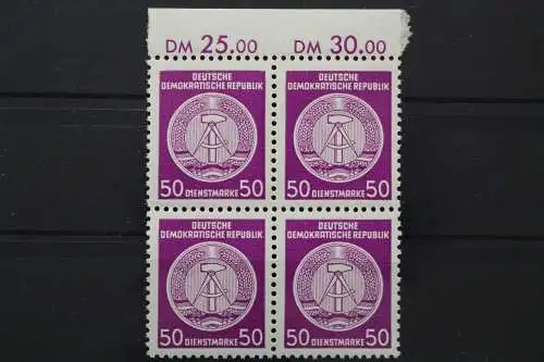 DDR Dienst A, MiNr. 26 x PLF I, 4er Block, Oberrand, postfrisch - 652646