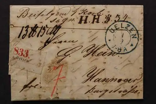 Uelzen, Paketbegleitbrief ab Uelzen nach Hannover, ca. 1861 - 512102