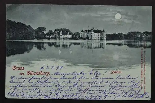 Glücksburg, Blick zum Schloss bei Vollmond - 421495