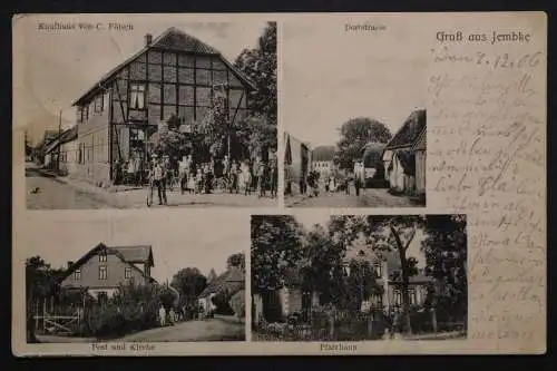 Jembke, bei Gifhorn, Kaufhaus, Post und Kirche, Pfarrhaus, Dorfstrasse - 422268