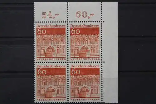 Deutschland, MiNr. 496 Viererblock, Ecke rechts oben, postfrisch - 660935