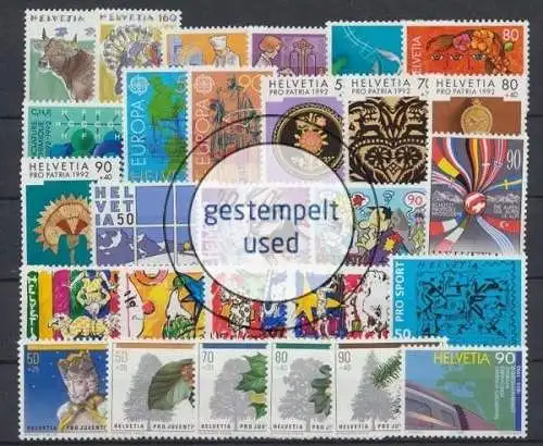 Schweiz, MiNr. 1461-1488, Jahrgang 1992, gestempelt - 201618