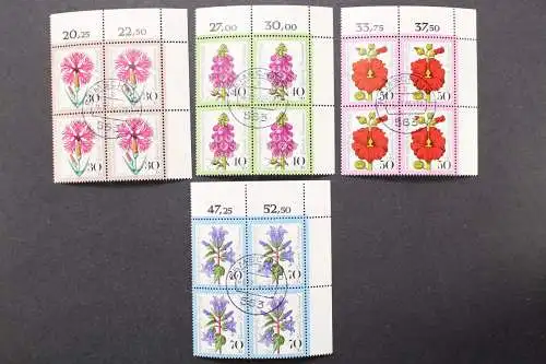 Deutschland, MiNr. 818-821 Viererblöcke, Ecken rechts oben, gestempelt - 661416