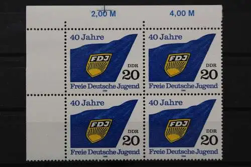 DDR, MiNr. 3003, Viererblock, Ecke links oben, postfrisch - 661488