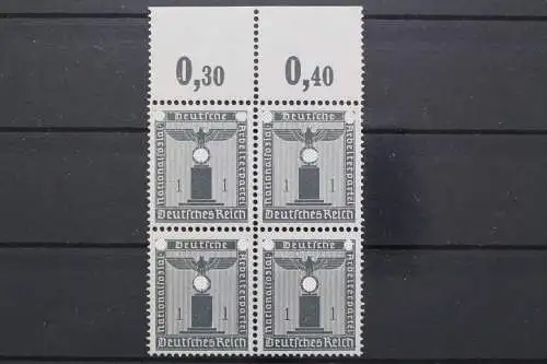 Deutsches Reich Dienst, MiNr. 155 Viererblock, Oberrand Platte, postfrisch - 662284