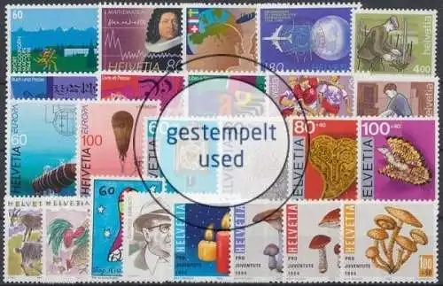 Schweiz, MiNr. 1516-1539, Jahrgang 1994, gestempelt - 201620