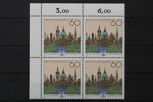 Deutschland, MiNr. 1491, Viererblock, Ecke li. oben, postfrisch - 662152