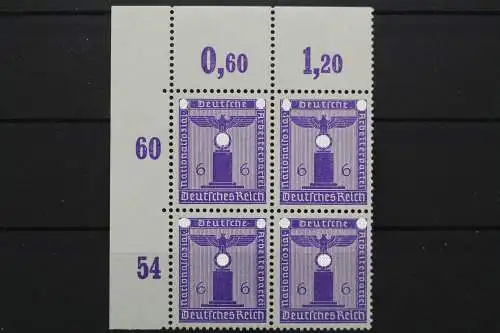 Deutsches Reich Dienst, MiNr. 159 Viererblock, Ecke li. oben, postfrisch - 662280