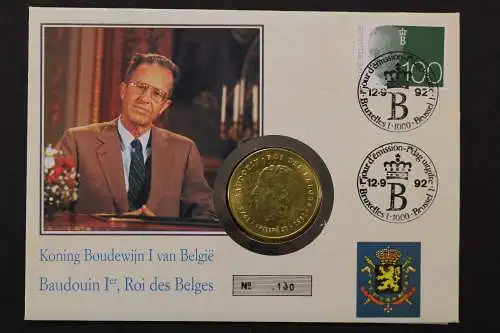 Belgien, Boudewijn I., 250 F Silber, 12.9.1992, Numisbrief - 662638