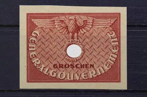 Generalgouvernement Dienstmarken, MiNr. 6 P3, ungebraucht, BPP Fotoattest - 662928