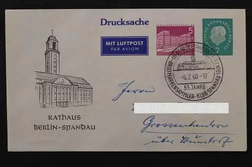 Berlin Privatganzsache, 5 Pf Bauten neben 7 Pf Heuss, Rathaus Spandau - 512388