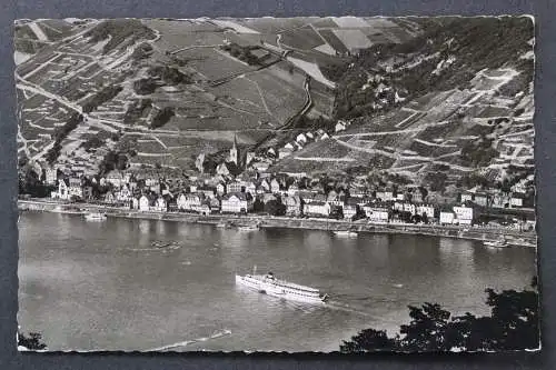 Assmannshausen/Rüdesheim am Rhein, Blick zum Ort, Kirche, Dampfer - 424832