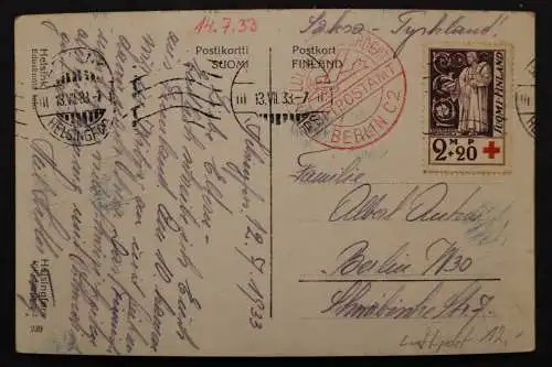 Finnland, Luftpostbeleg 1933 nach Berlin, roter Luftpoststempel - 512371