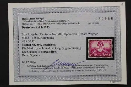 Deutsches Reich, MiNr. 499-507, postfrisch, BPP Fotobefund - 213502