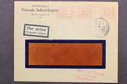 Finnland, Luftpostbrief mit Freistempler 1933, Lupo-Stempel Hamburg - 512384