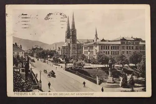 Freiburg i. Br., Partie an der Dreisam mit Kaiserbrücke, Kirche - 424590