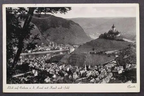 Cochem, a. d. Mosel, Blick auf die Stadt mit Kond und Sehl - 424693