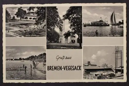 Bremen-Vegesack, Blick auf die Weser, Kirche, Strand, Großer Anleger - 424731