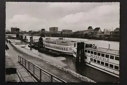 Bremen, Blick auf die Org. Weserbrücke, Schiffe - 424760