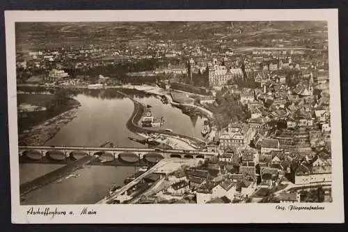 Aschaffenburg, am Main, Teilansicht, Fliegeraufnahme, Brücke - 424841