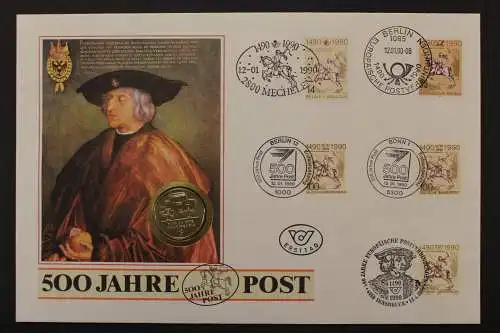 DDR, 500 Jahre Post, 5 Mark und Briefmarken, Numisbrief - 213961M