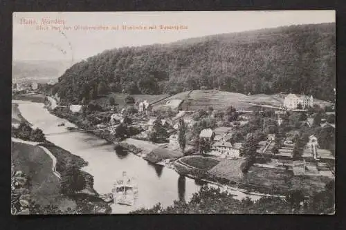 Hann. Münden, Blick von den Oktobereichen auf Altmünden mit Weserspitze - 424981