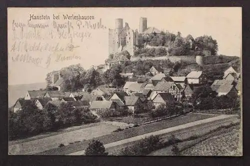 Hahnstein, bei Werleshausen, Ortsansicht mit Burg Hahnstein - 424968