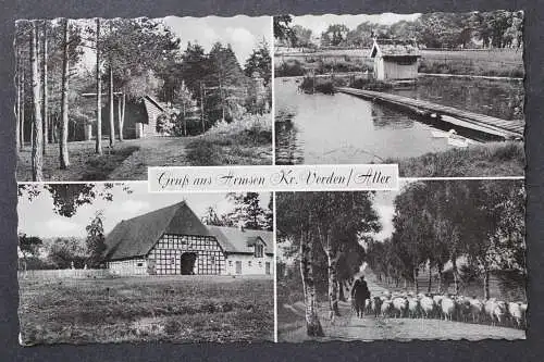 Armsen Kr. Verden, Aller, Schäfer mit seiner Herde, Landpoststempel - 425090