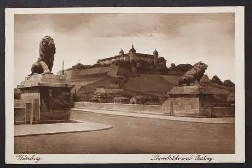 Würzburg, Löwenbrücke und Festung - 425076