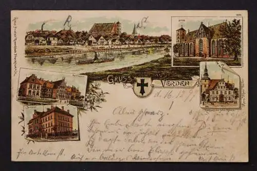 Verden, Aller, Dom, Rathaus mit Kirche, Gymnasium, Seminar - 425112
