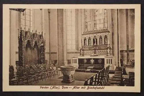 Verden, Aller, Dom, Altar mit Bischofsstuhl - 425102