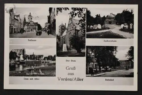 Verden, Aller, Rathaus, Dom, Sachsenhain, Dom mit Aller, Bahnhof - 425122
