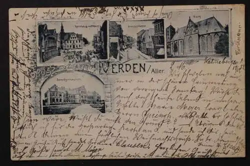 Verden, Aller, Rathaus mit Markt, Grossestrasse, Dom, Dom-Gymnasium - 425113