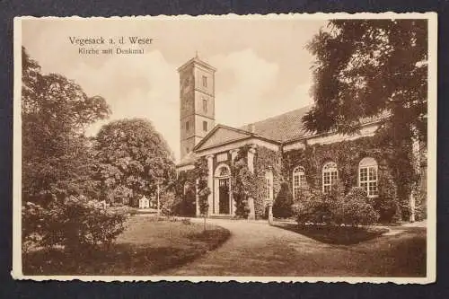 Bremen-Vegesack, Weser, Kirche mit Denkmal - 425135