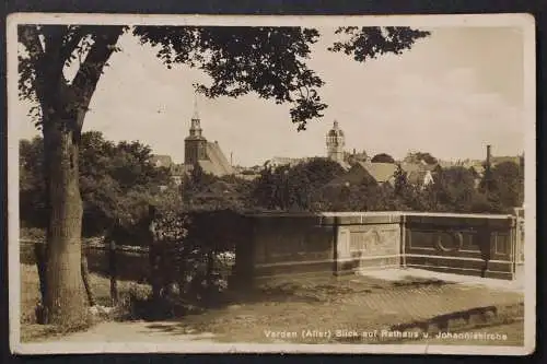 Verden, Aller, Blick auf Rathaus und Johanniskirche - 425127