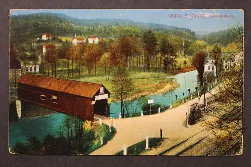 Barthmühle, Vogtl. Schweiz, Flusspartie mit Ortsansicht - 425133