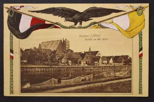 Verden, Aller, Partie an der Aller, Adler / Fahnen - 425125