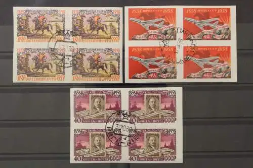 Sowjetunion, MiNr. 2114, 2118, 2119 B Viererblöcke, gestempelt - 214476
