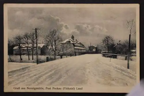 Pockau-Lengefeld, Flöhatal, Nennigmühle, Blick zum Ort im Winter - 425465