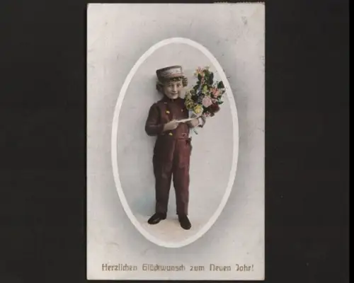 Herzlichen Glückwunsch zum Neuen Jahr, Page mit Blumenstrauß - 400759