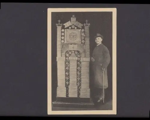 Kunstuhr, aus Strohhalmen gefertigt v. Aug. Lehrke, Goslar a. H. - 402171