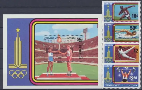 St. Lucia, Michel Nr. 514-517+Block 24, postfrisch - 65245