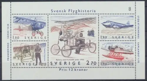 Schweden, Flugzeuge, MiNr. Block 12, postfrisch - 692770