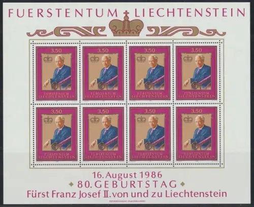 Liechtenstein, MiNr. 903 Kleinbogen, postfrisch - 693219