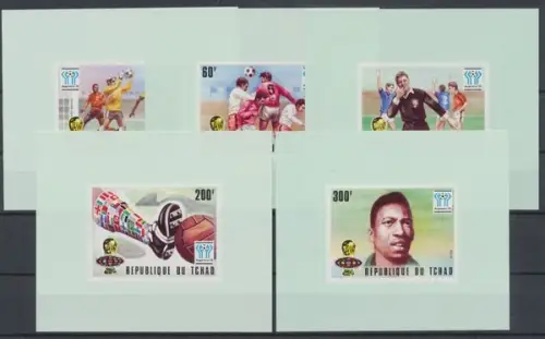 Tschad, Fußball, MiNr. 811-815 B, 5 Blöcke, postfrisch - 601068