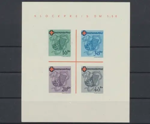 FZ Rheinland Pfalz, MiNr. Block 1 Type II, ungebraucht - 603677