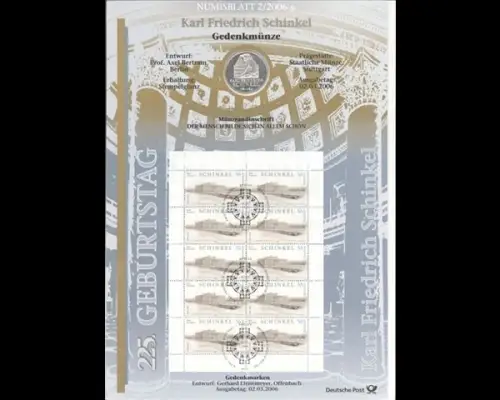 BRD, Numisblatt 2/2006, Karl Friedrich Schinkel - 2/2006