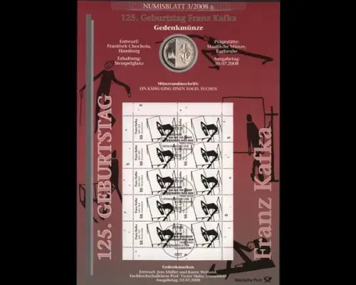 BRD, Numisblatt 3/2008, Franz Kafka - 3/2008