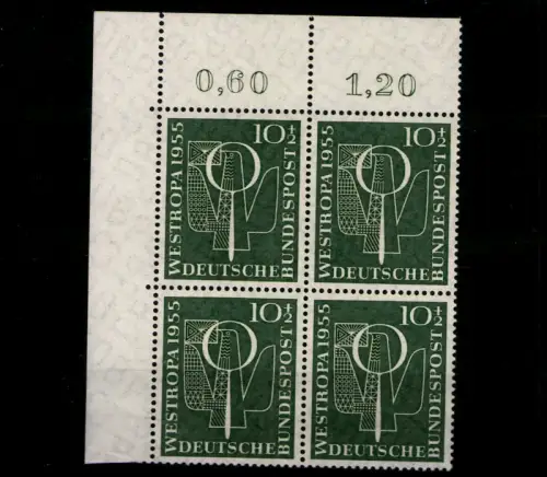 Deutschland (BRD), MiNr. 217, VB, Eckrand links oben, postfrisch - 608758